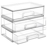 12.1''W Clear Stackable Storage Drawers-3 Pack