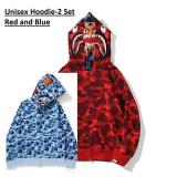 Unisex Hoodie-2 Set Red and Blue- Size-Medium.
