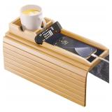 Bamboo Sofa Armrest Tray - Detachable Cup Holder