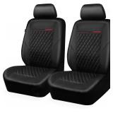 Quilting Leather Seat Cover Two Front Seats Black