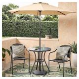 Stationary Dining Chair/Woven Seat-Set 2 chairs