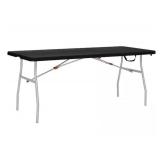 6 ft. Black Top Rectangular Folding Utility Table