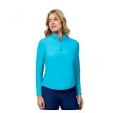 Women's Blue Long sleeve Solid Quarter zip ( XL )