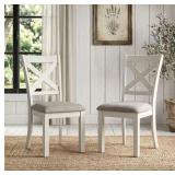 Fabric Upholstered Dining Chairs/Cross Back- 2Set