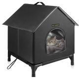 Cat House Outdoor Cats in Summer(Black, Medium)