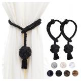 2 Pack Tassel Rope Curtain Tie  - Black