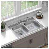 33-in SS Double equal bowl 22 -Gauge Kitchen Sink