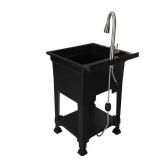 1Basin Black Freestanding Utility tub/Drain/Faucet