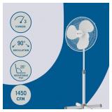 16-in Indoor Oscillating Pedestal Fan, in White