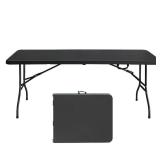 Rectangular Black Resin Folding Banquet Tables
