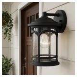 1Light 11.25H Black Hardwired Outdoor Wall Light