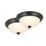 11in Flush Mount Fixture/Frosted Glass Shade-2Pack