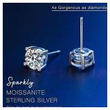Moissanite Stud Earrings Sterling Silver Earrings