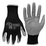 Large Gray Nitrile/Polyester Gloves 10 -Pairs
