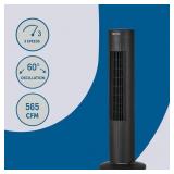 28-in Indoor Oscillating Tower Fan, in BLACK/MATTE