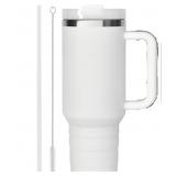 40oz Tumbler with Lid and Straw - White