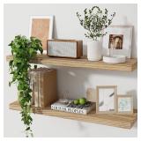 24In Wide Rustic Wooden Floating Shelves 2Sets