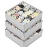 3 Pack 24+24+16 Cells Socks Drawer Organizers Set