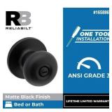 RELIABILT Matte Black Bed/Bath Privacy Door Knob