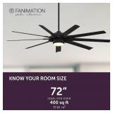 72-in Ceiling Fan/Light and Remote Control/9-Blade