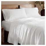 Bedsure 4 Pieces Soft Cal King Sheets,Bright White