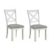 Rustic White Oak With Cushion Dining Chair- 2Set