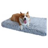 Faux Fur Dog Bed Mattress Soft Orthopedic Grey, XL