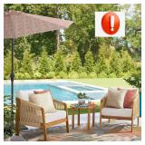 3Piece Patio Conversation Set/Ivory White Cushions