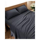 4 Pieces Soft Queen Size Sheets Dark Grey