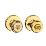 Polished Brass Exterior Keyed Entry Door Knob
