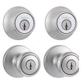 Exterior Deadbolt and Keyed Entry Door Knob 2 Pack