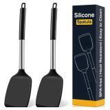 2 Pack Silicone Spatula Set, Black