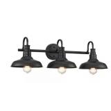 31.13 in. 3-Light Black Vanity Light /Steel Shade