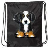 Bernese Mountain Dog Drawstring Bag Black