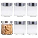 6 Pack 16 Oz Clear Glass Jars with SS Lids