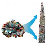 5ft Silver Multicolored Pop Up Christmas Tree
