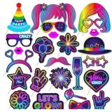 25pcs Glow Neon Photo Booth Props with Stick