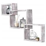 Set of3Square L-Shaped Wooden Shelves Rustic White