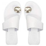 Women's Metal Toe Ring Slide Sandals Size11 BLACK
