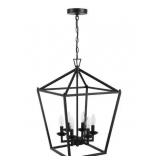 6-Light Industrial Black Cage Farmhouse Chandelier