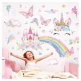 Pink Cartoon Rainbows Non-Toxic Wall Decals