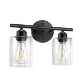 2-Light Bathroom Vanity Light/ Clear Glass Shades