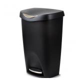 13 Gallon Black Plastic Kitchen Step Trash Can