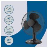 Utilitech 12-in Indoor Oscillating Desk Fan
