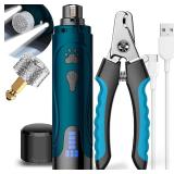 Dog Nail Grinder & Clippers Kit with 2 LED Lights,