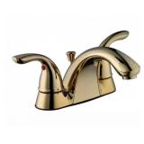 Double Handle Bathroom Faucet in Polished Brass