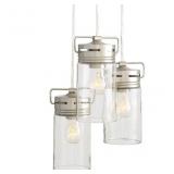 3 -Light Clear glass Jar  Pendant Light