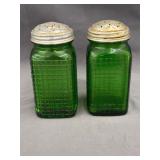 2- Owen's Illinois Green Depression Glass Shakers