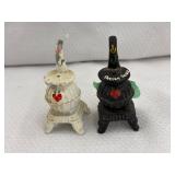 Mini Metal Stove Salt & Pepper Shakers 2.75'