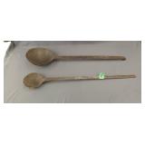 Pair of antique cast iron kettle laddles